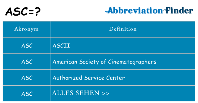 Wofür steht asc