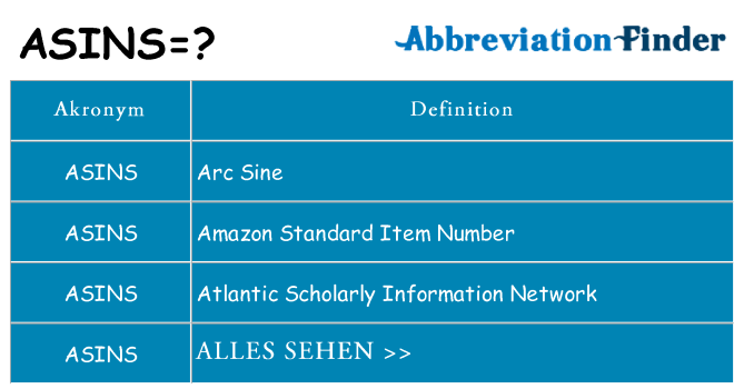 Wofür steht asins