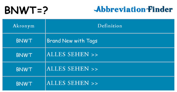 Wofür steht bnwt