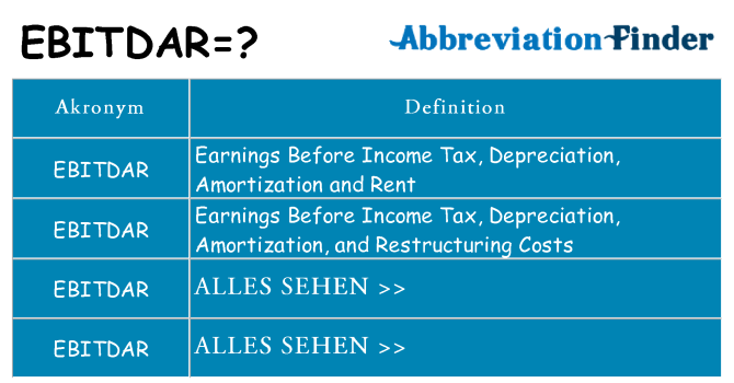 Wofür steht ebitdar