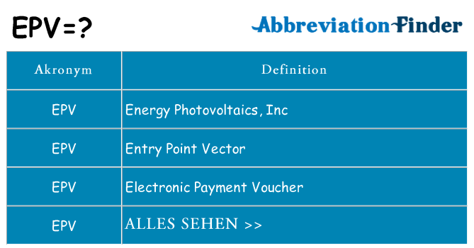 Wofür steht epv