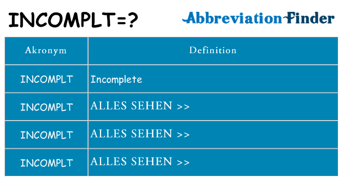 Wofür steht incomplt