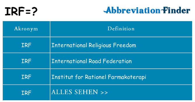 Wofür steht irf