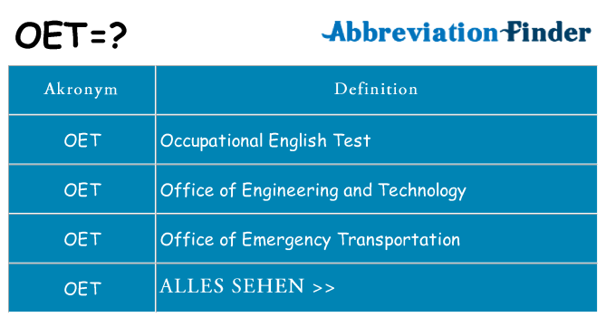 Wofür steht oet