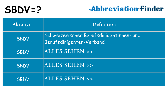 Was bedeutet SBDV?