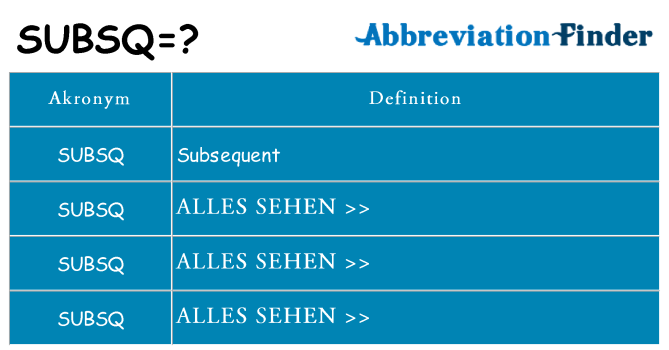 Wofür steht subsq