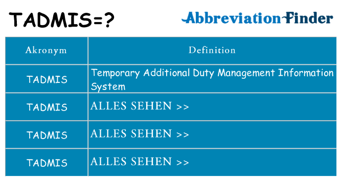 Wofür steht tadmis