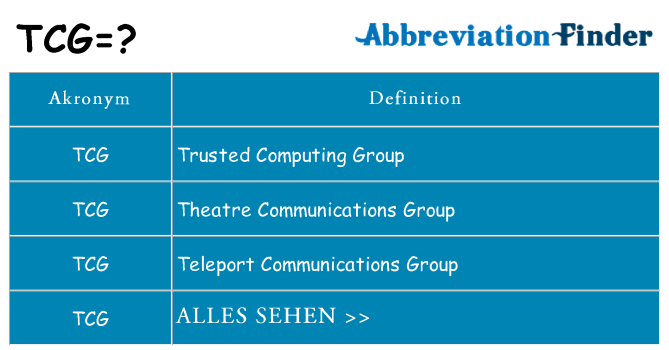 Wofür steht tcg