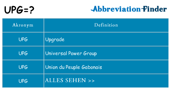 Wofür steht upg