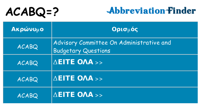 Τι σημαίνει acabq ηρεμήσει