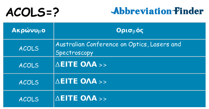 Τι σημαίνει acols ηρεμήσει