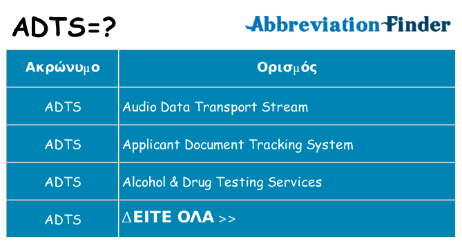 Τι σημαίνει adts ηρεμήσει