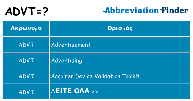 Τι σημαίνει advt ηρεμήσει