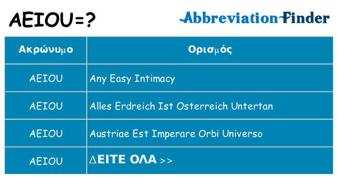 Τι σημαίνει aeiou ηρεμήσει