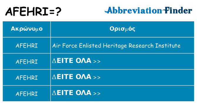 Τι σημαίνει afehri ηρεμήσει