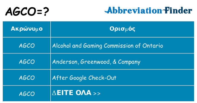 Τι σημαίνει agco ηρεμήσει