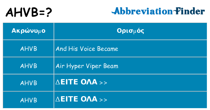 Τι σημαίνει ahvb ηρεμήσει