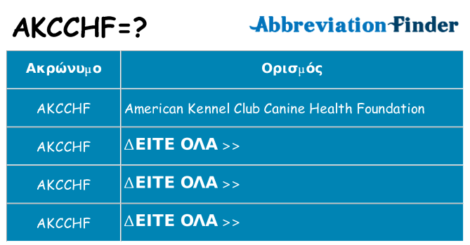 Τι σημαίνει akcchf ηρεμήσει