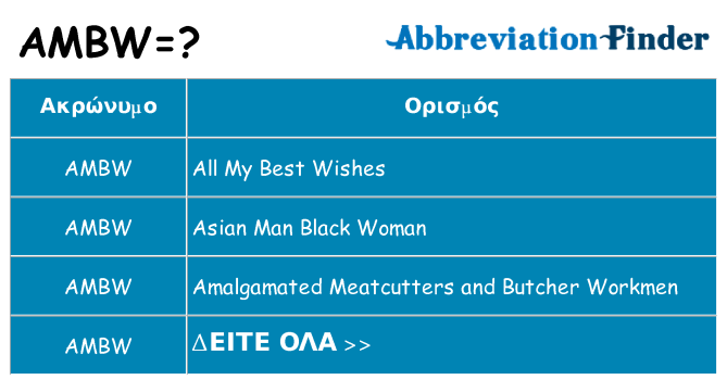 Τι σημαίνει ambw ηρεμήσει