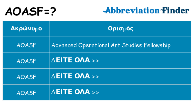 Τι σημαίνει aoasf ηρεμήσει