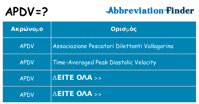 Τι σημαίνει apdv ηρεμήσει