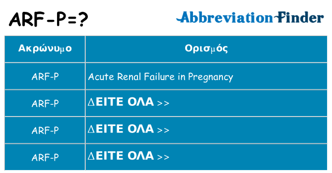 Τι σημαίνει arf-p ηρεμήσει