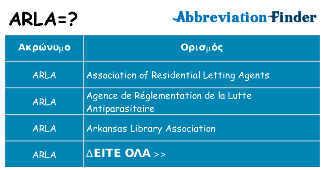 Τι σημαίνει arla ηρεμήσει