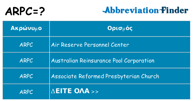 Τι σημαίνει arpc ηρεμήσει