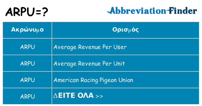 Τι σημαίνει arpu ηρεμήσει