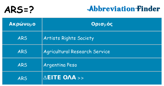 Τι σημαίνει ars ηρεμήσει