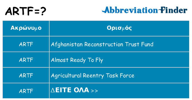 Τι σημαίνει artf ηρεμήσει