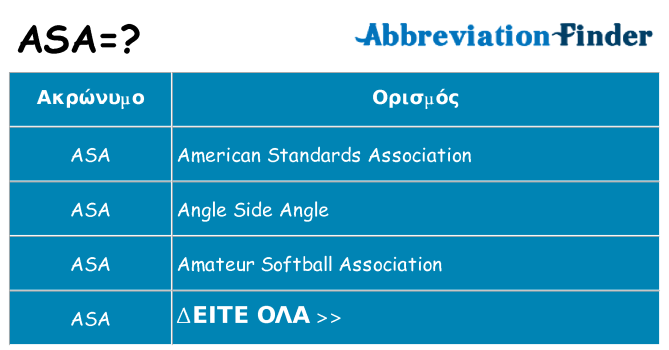 Τι σημαίνει asa ηρεμήσει