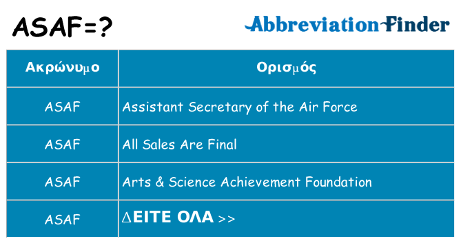 Τι σημαίνει asaf ηρεμήσει