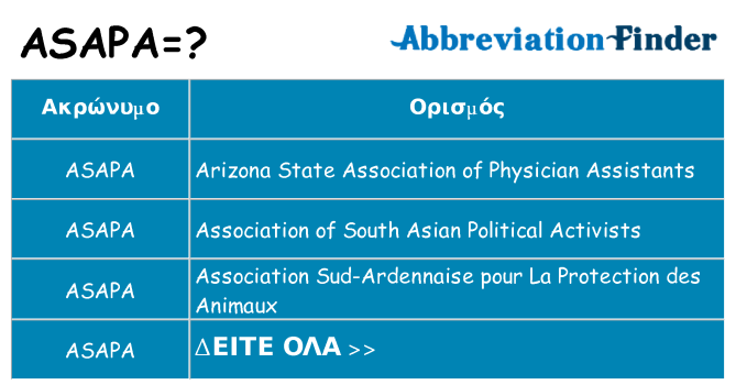 Τι σημαίνει asapa ηρεμήσει