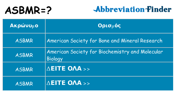 Τι σημαίνει asbmr ηρεμήσει