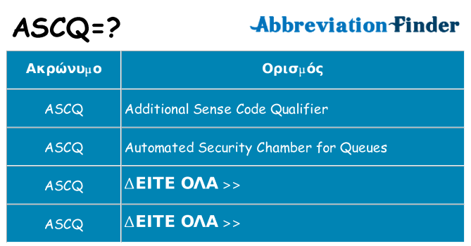 Τι σημαίνει ascq ηρεμήσει