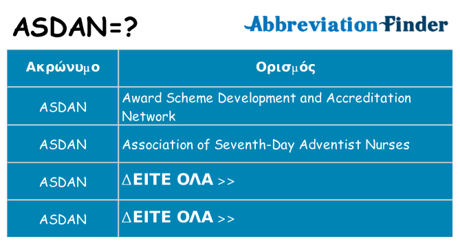 Τι σημαίνει asdan ηρεμήσει