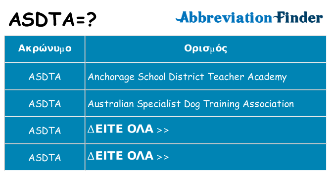 Τι σημαίνει asdta ηρεμήσει