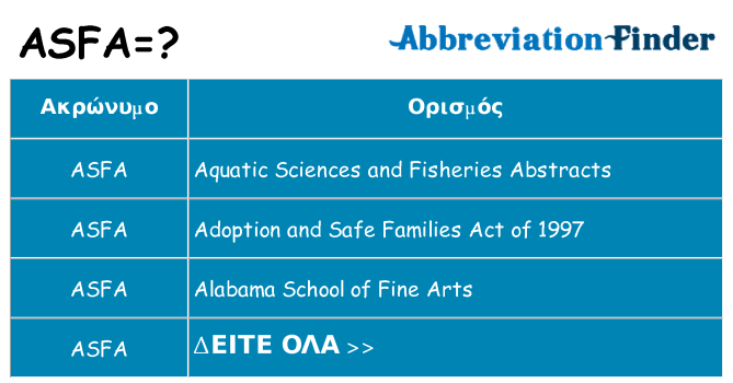 Τι σημαίνει asfa ηρεμήσει