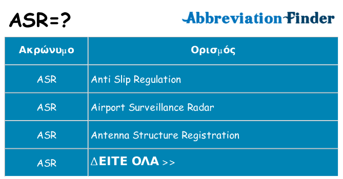 Τι σημαίνει asr ηρεμήσει