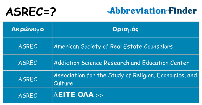 Τι σημαίνει asrec ηρεμήσει