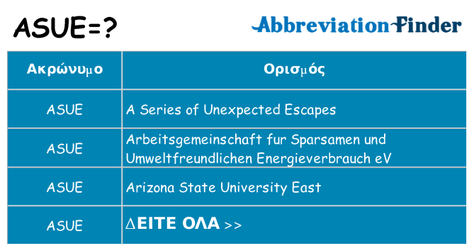 Τι σημαίνει asue ηρεμήσει