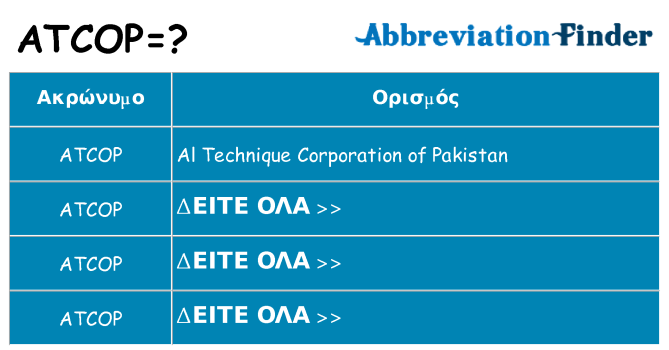 Τι σημαίνει atcop ηρεμήσει