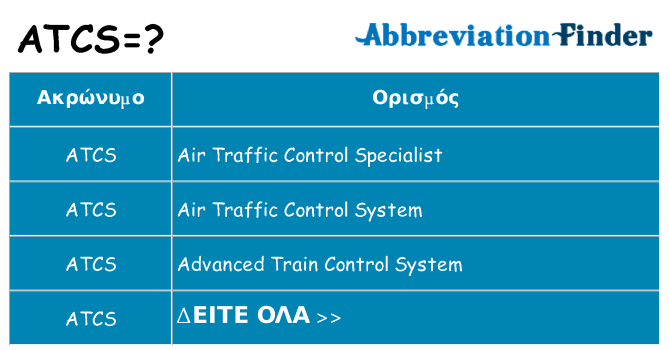 Τι σημαίνει atcs ηρεμήσει