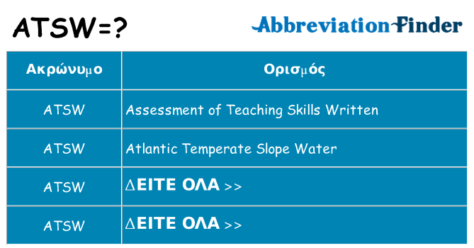 Τι σημαίνει atsw ηρεμήσει