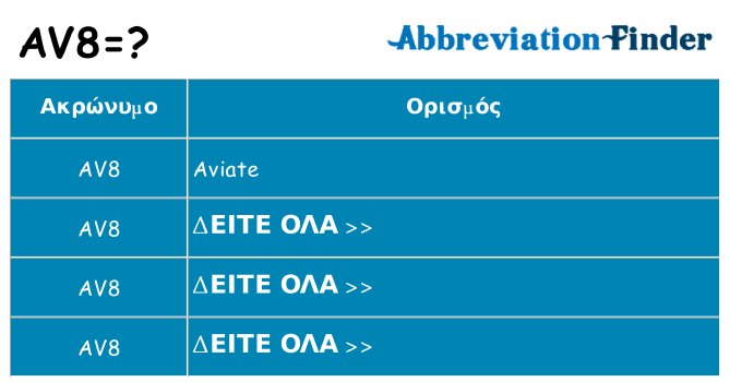 Τι σημαίνει av8 ηρεμήσει
