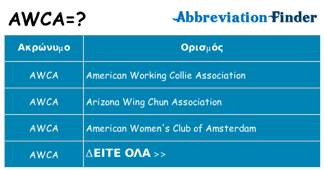 Τι σημαίνει awca ηρεμήσει