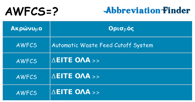 Τι σημαίνει awfcs ηρεμήσει