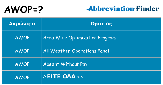 Τι σημαίνει awop ηρεμήσει