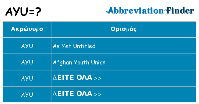 Τι σημαίνει ayu ηρεμήσει